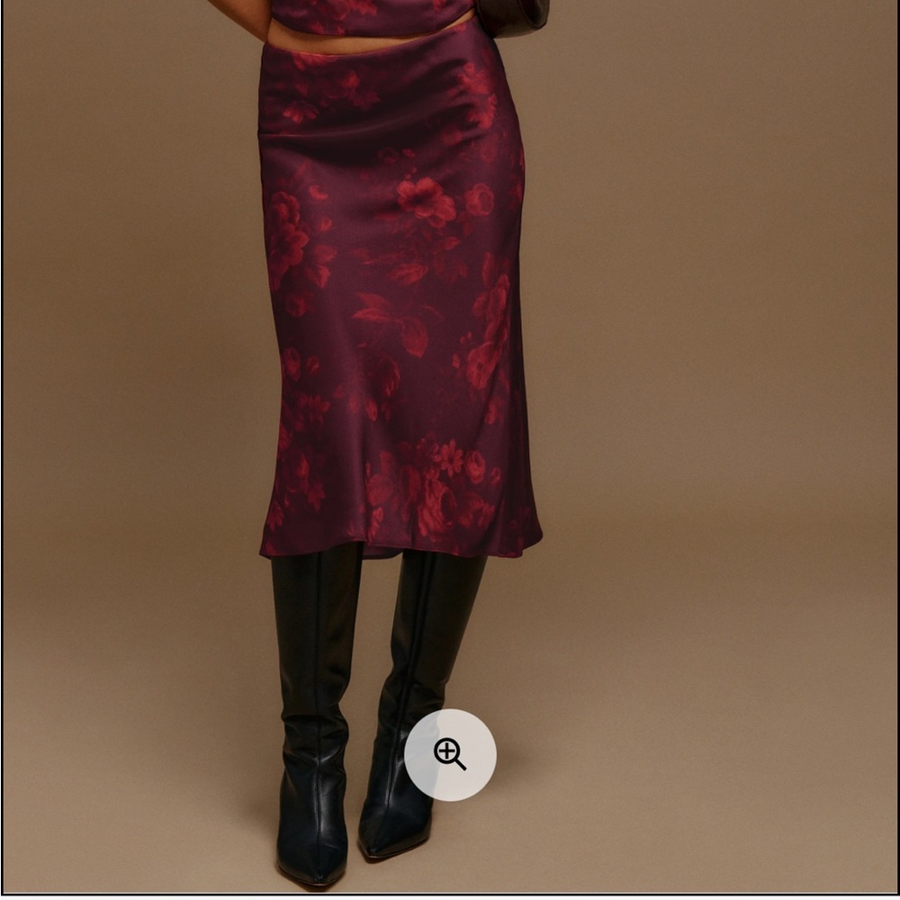Reformation Ella Satin Skirt - Sanguine